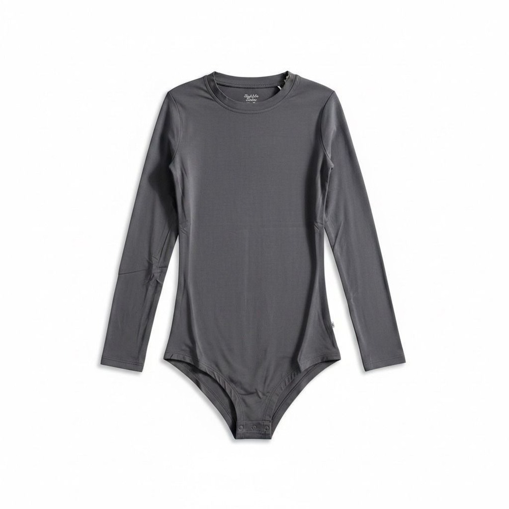 Bubble Baby Gray Bamboo Viscose Long Sleeve Snap Bodysuit XXL/XXXL BB-012